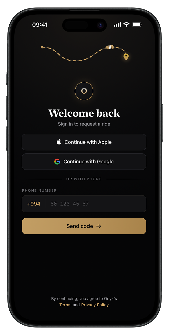 Onyx Ride-Hailing Concept screenshot